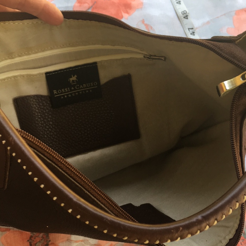🌟Rossi & Caruso Argentina Brown Pebbled Leather Hobo Bag - Picture 9 of 10